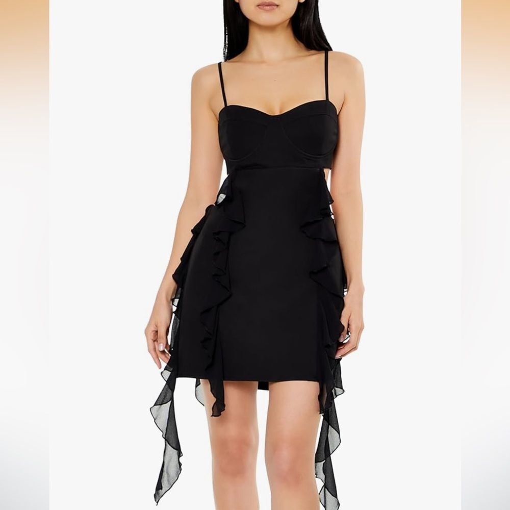 Forever 21 Womens Ruffle Lace-up Mini Dress